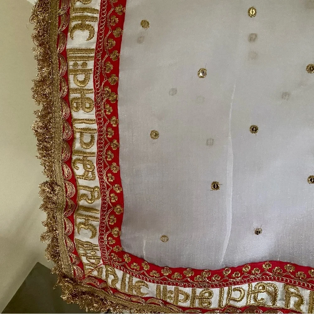 Saree sari with Hindi writing Ayushbhava wedding new